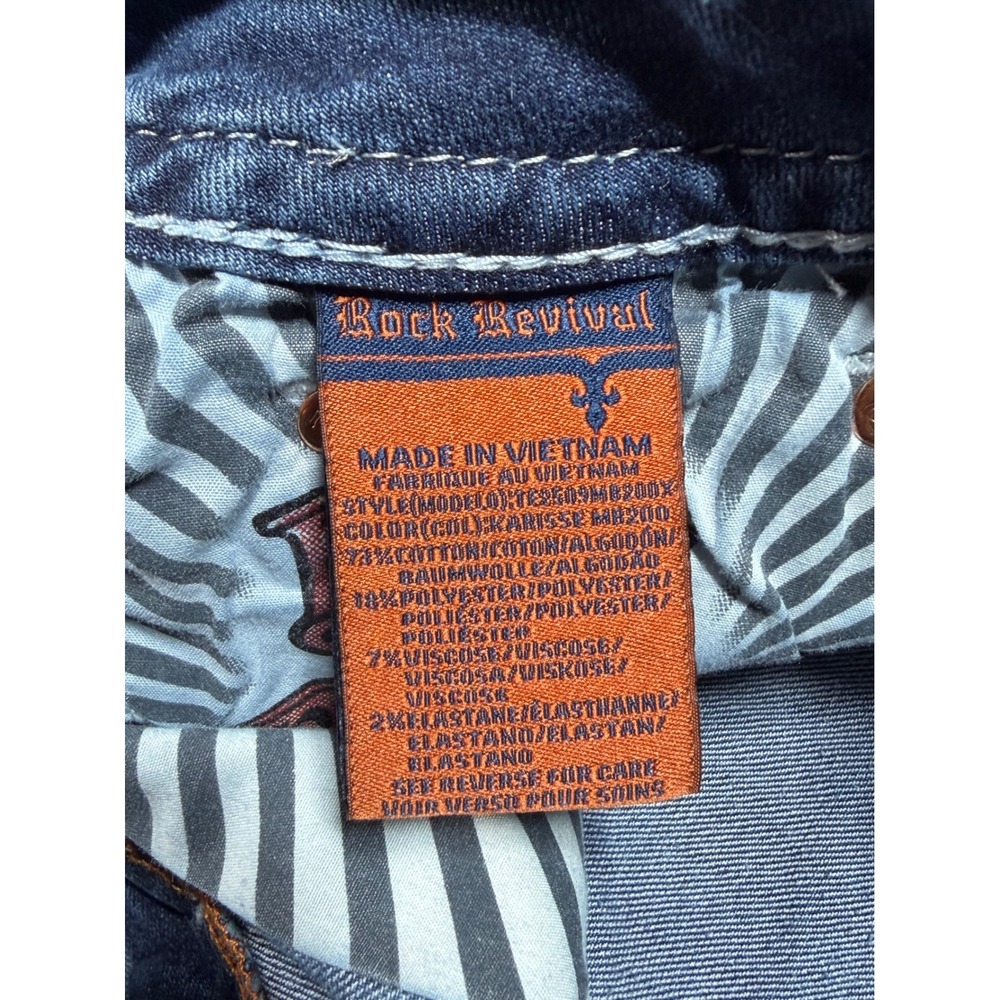 Rock Revival Karisse MB200 Mid Rise Bootcut Jeans Blue Embellished Size 29 - Picture 6 of 11